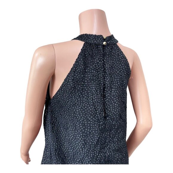 Zara Trafaluc Women's Large Black Sleeveless Halter Mini Dress Shimmering Gold - Picture 8 of 11